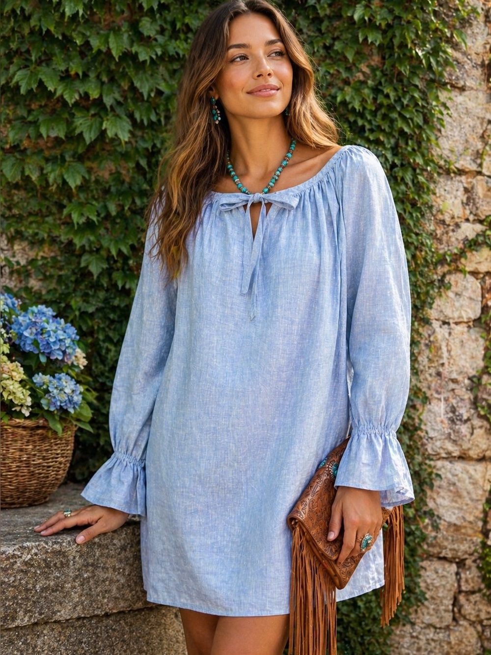STYLE PARIS Made in France Chambray Dress, FR38/US M